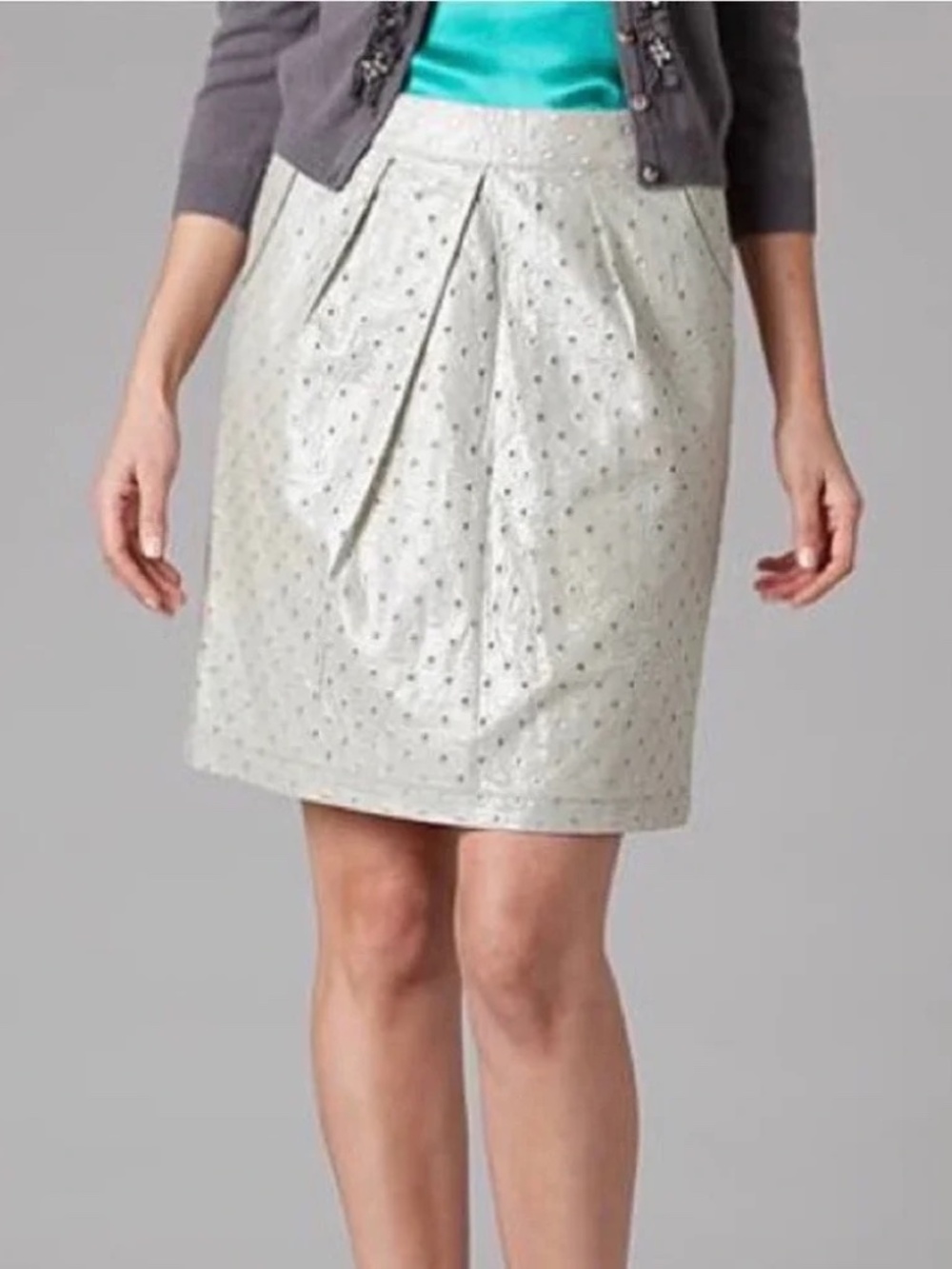 Boden Limited Edition Metallic Silver Eyelet Skirt UK8 / US4